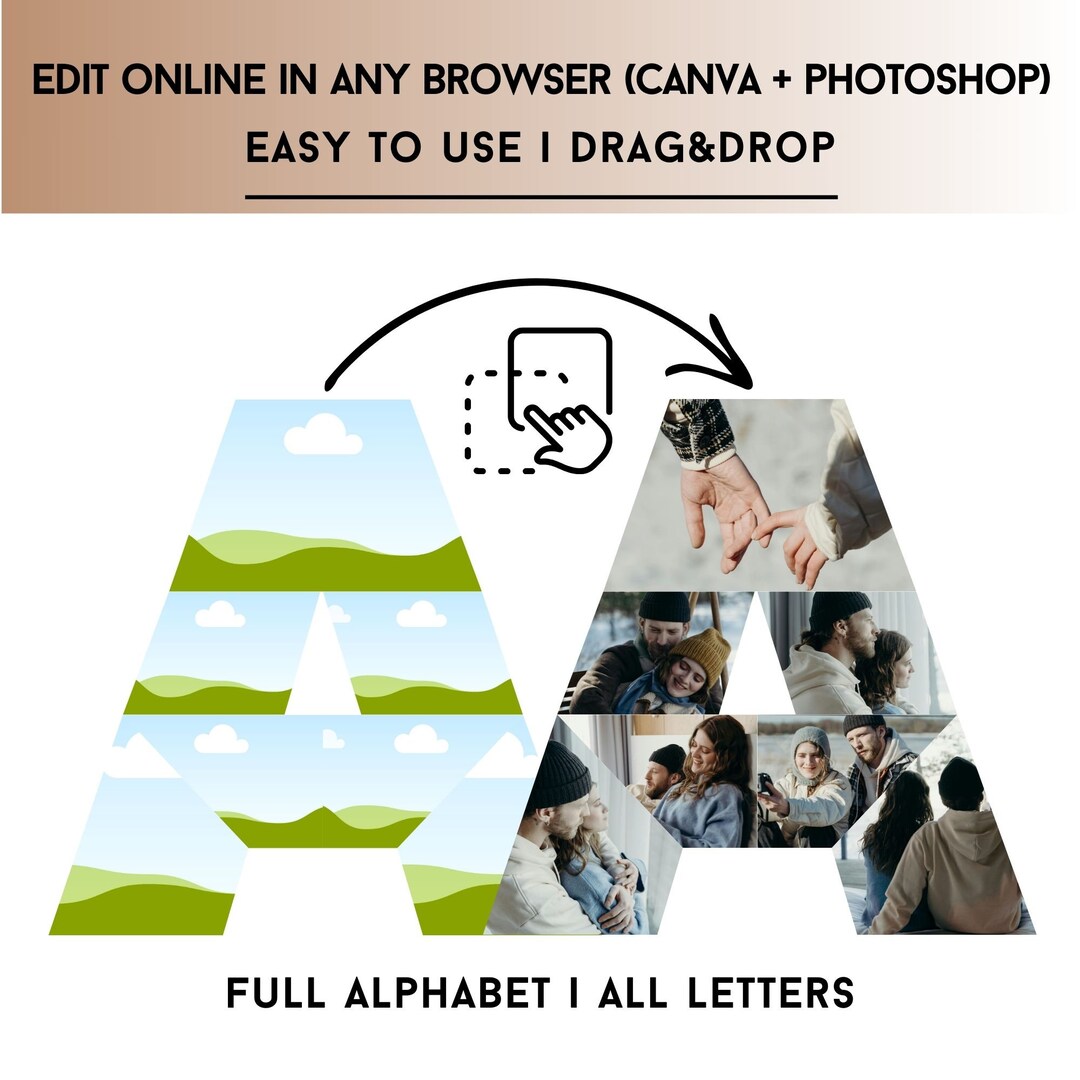 All Letters Photo Collage Template, BUNDLE, Canva Frame, Drag & Drop ...