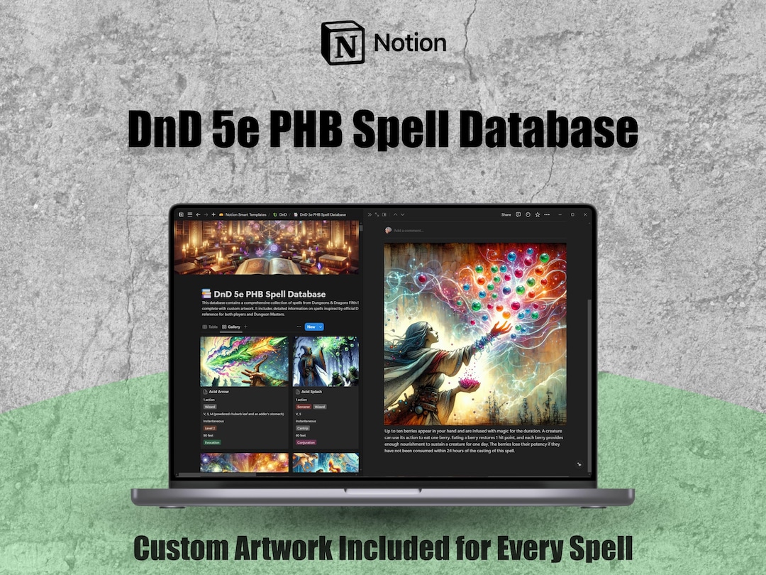 working on a d&d 5e srd database, need help. : r... Notion Database of Spells for Dnd 5e - Etsy