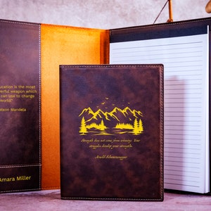 Citation personnalisée portefeuille en cuir gravé, couverture de carnet de notes, bloc-notes rechargeable personnalisé, cadeau verset de la Bible, cadeau religieux, cadeau chrétien