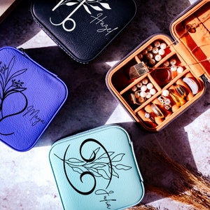 Custom Zodiac Sign Jewelry Box, Personalized Leather Jewelry Box, Jewelry Case Organizer, Astrology Gifts, Gift For Sister, Birthday Gift