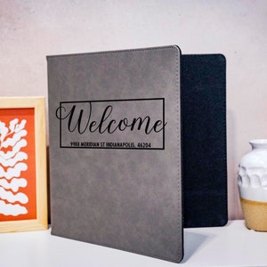 Rental Home Welcome Binder, Personalized Airbnb Binder, Guest Information Folder, Custom Leather 3 Ring Binder, Customized Engraved Binder