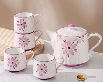 Juego de té de cerámica Purple Wind Chime / Juego de té / Juego de té de café / Juego de té perfumado / Juego de té de la tarde / Regalo de bienvenida / Regalo de cumpleaños