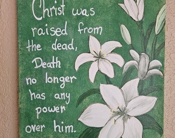 White Lilies on Green background, Romans 6:9