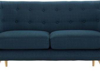 Mid-Century Modern Zweiersofa Mit Gepolstertem Stoff