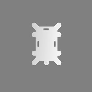 May include: White plastic template with cutouts for a rectangular frame and four legs. The template is designed for a DIY project.