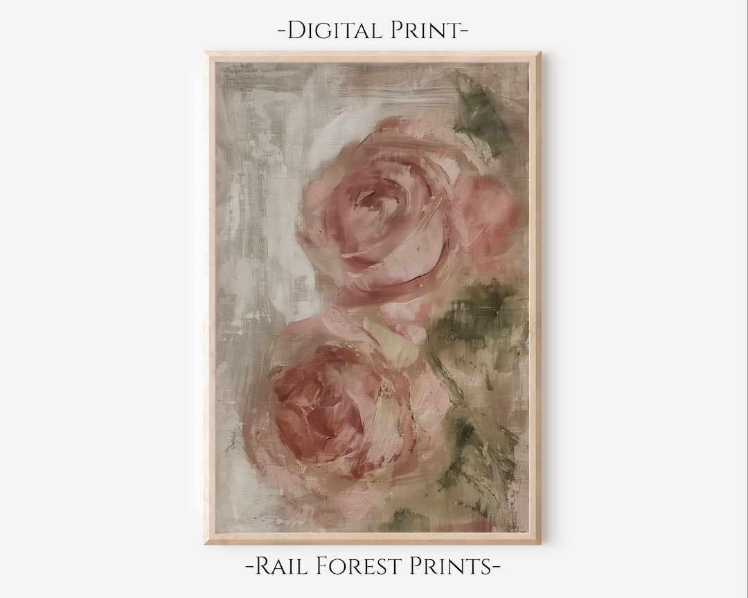 Classic Rose Wall Art Vintage Botanical Wall Decor Digital Art Print ...