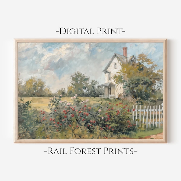 Rustic Farmhouse Flower Garden Art | Classic Farmhouse Wall Decor | Digital Art Print | Rail Forest Prints | 1-8