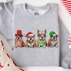 Englische Bulldogge Sweatshirt, Hunde-Liebhaber-Geschenk, Feiertags-Pullover, Weihnachten Englische Bulldogge-Shirt, Weihnachten Rundhalsausschnitt, Hundemama-Shirt, Weihnachtshemd