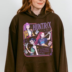 Huntrix Demon Hunters Sweatshirt, Huntrix Girls Tee, Mira Rumi Zoey Shirt, Demon Hunter, Otaku Girl Graphic Tee, Kpop Fan Gift, Kpop Hoodie