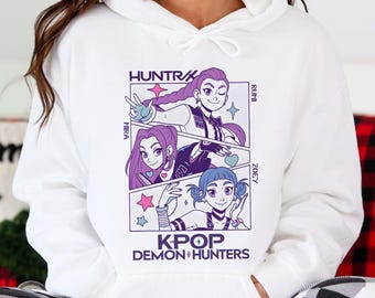 Huntrix Girls Shirt,Kpop Demon Hunters Sweatshirt,Vintage Huntrix Hoodie, Kawaii Cosplay Fashion Huntrix Fan Tee Gift,Rumi Zoey Mira Graphic