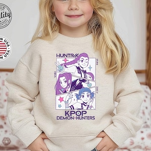 Huntrix Girls Youth Shirt, Kpop Demon Hunters Sweatshirt, Vintage Huntrix Hoodie, Kawaii cosplay fashion, Rumi Zoey Mira Shirt, Kpop Tee