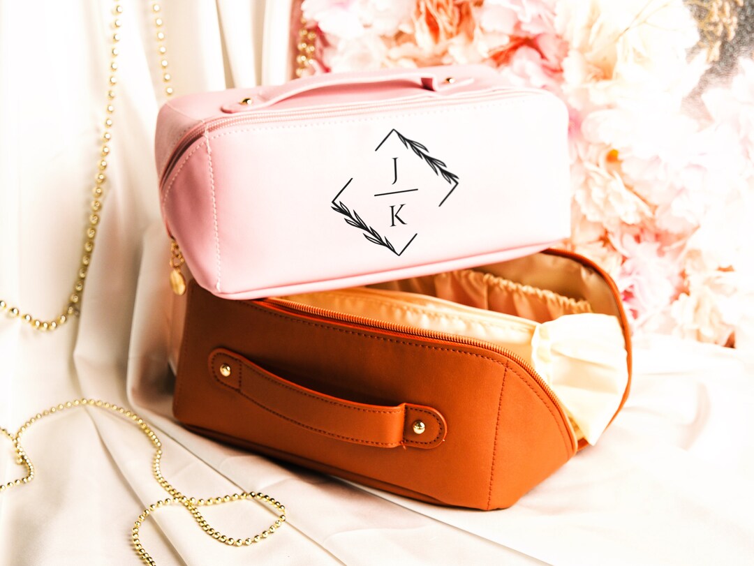 Personalized Makeup Bag, Custom Leather Makeup Bag, Custom Cosmetic Bag