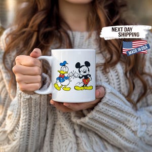 Checkered Mickey And Donald Mug, Best Friends Disney Mug, Retro Mickey Mouse Mug, Donald Duck Coffee Mug, Disney Gift Idea