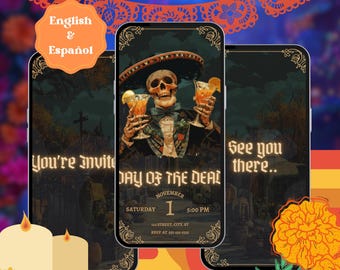 Editable Day of the Dead Video Invitation – Mariachi Charro Calavera (Digital Template)
