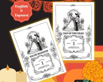 Editable Dia De Muertos Wedding Invitation – Mariachi Calavera - English & Spanish  (Digital Template)