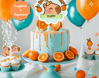 Capybara Birthday Party Decorations – DIY Printable Template (English/Español)