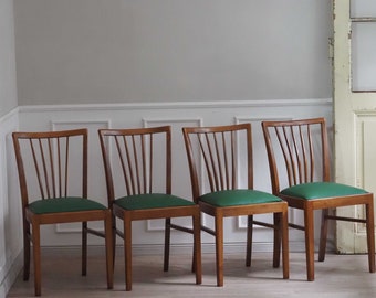 Ensemble de chaises chaises design du milieu du siècle chaises à échelons vintage chaises à fuseaux rétro rockabilly entretoises vert années 60 bois années 50