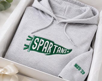 Felpa personalizzata con ricamo della bandiera della scuola - Felpa personalizzata per studenti universitari - Abbigliamento per il giorno della partita - Pullover per lo spirito di squadra