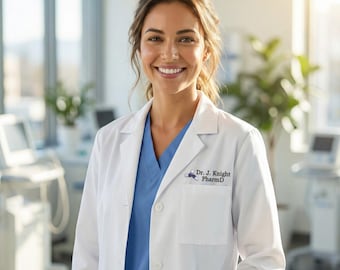 Bata de médico con nombre bordado – Bata blanca médica personalizada – Regalo para médicos para hombres y mujeres – Regalo de graduación de estudiantes de medicina