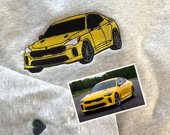 Custom Embroidered Car Photo Sweatshirt: Car Portrait Sweatshirt, Christmas Gifts for Car Lover