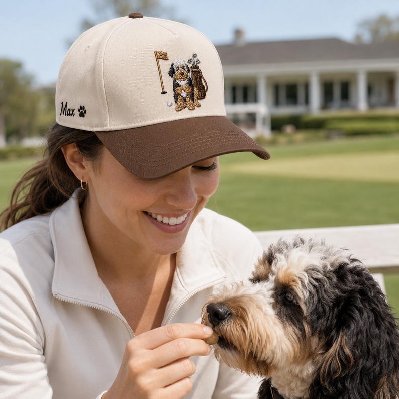 Custom Embroidered Poodle Dog Portrait Golf Cap - Personalized Girlfriend Golf Cap for Her - Baseball Cap with Pet Photo - Golf Lover Gift image 8