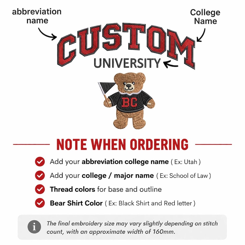 Embroidered Teddy Bear University Hoodie - Custom College Name Sweatshirt - Personalized School Spirit - Game Day Sorority Gift image 3
