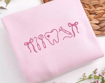 Personalized Embroidered Dental Hygienist Icon Crewneck: Save Teeth Sweatshirt, Dental Clothing