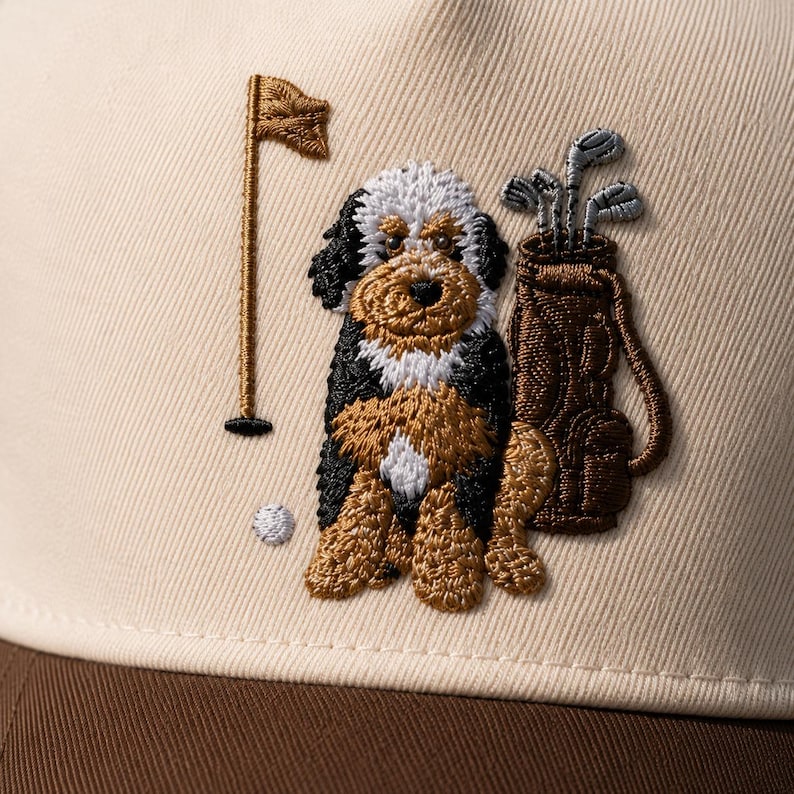Custom Embroidered Poodle Dog Portrait Golf Cap - Personalized Girlfriend Golf Cap for Her - Baseball Cap with Pet Photo - Golf Lover Gift image 2