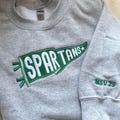 Custom Embroidered College Pennant Sweatshirt - Personalized Team Apparel - Senior Class Gift - University High School Flag Name Sweater