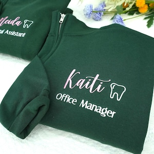 Custom Quarter Zip Sweater Dental Assistant - Dental Hygienist with Name - Dental Quarter Zip Sweatshirt -Personalized Dental Hygienist Gift