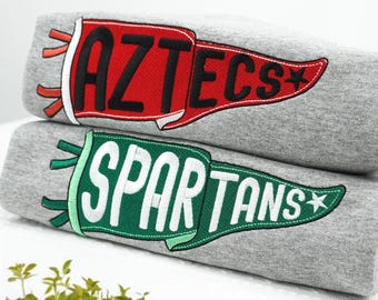 Custom Embroidered Football Sweatshirt with Pennant Flag, Spartans Sweatshirt - College Game Day Gift