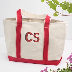 Block Shadow Tote Bag - Custom Embroidered Monogram Canvas Tote - New Teacher Gift, Gift For Her, school Bag, Embroidered with Initials