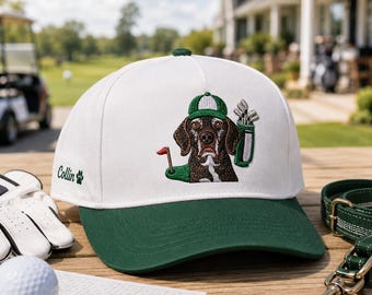 Embroidered Custom Dog Golf Dad Cap - Personalized Dog Dad Portrait From Photo Trucker Cap - Golf Lover Gift for Dad Grandpa