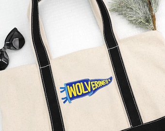 Custom Embroidered Pennant Tote Bag: Game Day School Spirit