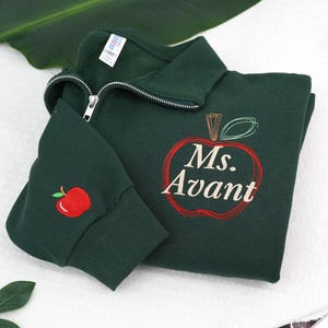 Custom Teacher Appreciation - Custom Embroidered Quarter Zip Sweater - Personalized Teacher Sweatshirt with Name - Womens Teacher Gift