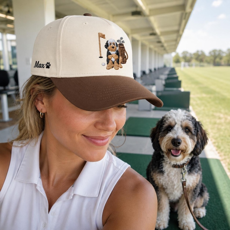 Custom Embroidered Poodle Dog Portrait Golf Cap - Personalized Girlfriend Golf Cap for Her - Baseball Cap with Pet Photo - Golf Lover Gift image 7
