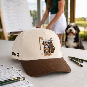 Custom Embroidered Poodle Dog Portrait Golf Cap - Personalized Girlfriend Golf Cap for Her - Baseball Cap with Pet Photo - Golf Lover Gift image 4