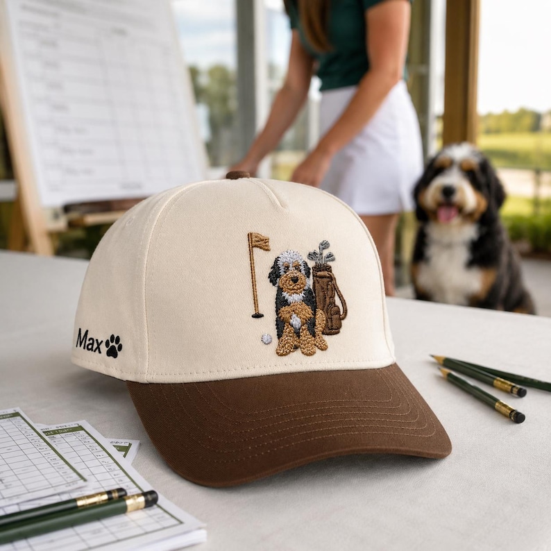 Custom Embroidered Poodle Dog Portrait Golf Cap - Personalized Girlfriend Golf Cap for Her - Baseball Cap with Pet Photo - Golf Lover Gift image 4