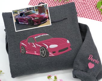 Custom Car Embroidered Hoodie for Women: Car Photo Pullover, Personalized Race Car Hoodie