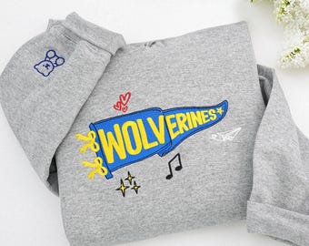 Embroidered College Sweatshirt: Custom Pennant Flag, School Team Hoodie, College Gift