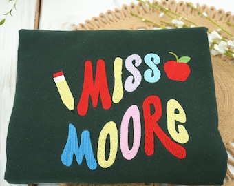 Custom Embroidered Teacher Sweatshirt with Name, Teacher Crewneck, Teacher Appreciation Hoodie, Back To School Crewneck, Teacher Gifts