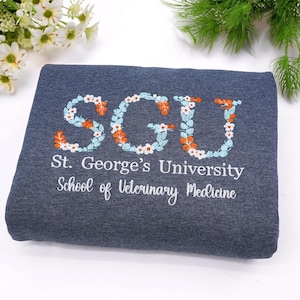 Custom College Floral Letter Embroidered Sweatshirt - College Crewneck - Sorority Sweatshirt - Patchwork College Hoodie - Graduation Gift