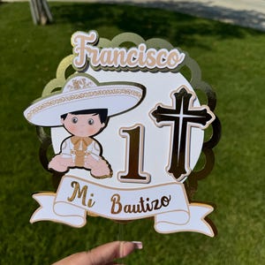 Mi bautizo baby charro cake topper