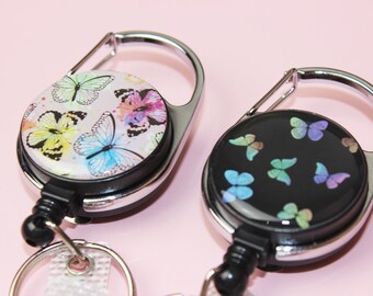 2 Pieces Nurse Badge Reel - Butterfly Retractable ID Button - Medical Nurse Badge Scroll - Metal special-shaped easy-pull buckle