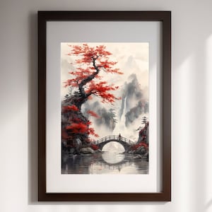 Taigong's Daydream | PRINT | Chinese Ink Painting, Traditional Asian Art, Japanese Wall Art, Oriental Landscape, Zen Art, Chinoiserie