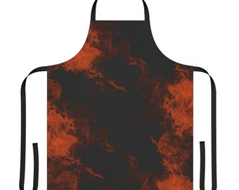 Fire Flames Smoke Apron, Spicy Gift Idea for Him and for Her Flaming Chef Hot, Summer, cookout, Fourth of July Funny