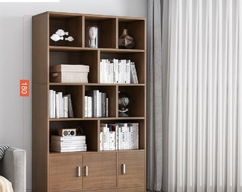Large Capacity Bookshelf Organizer Wood Rack Bookcase Drawer Storage Cabinet Home Living Room Multilayer Storage Rack
