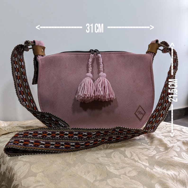 Sac à main bandoulière en cuir péruvien artisanal pour femme image 8