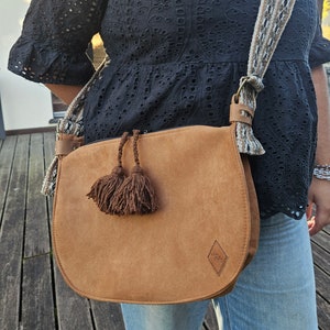 Sac à main bandoulière en cuir péruvien artisanal pour femme image 1