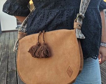 Sac à main bandoulière en cuir péruvien artisanal pour femme